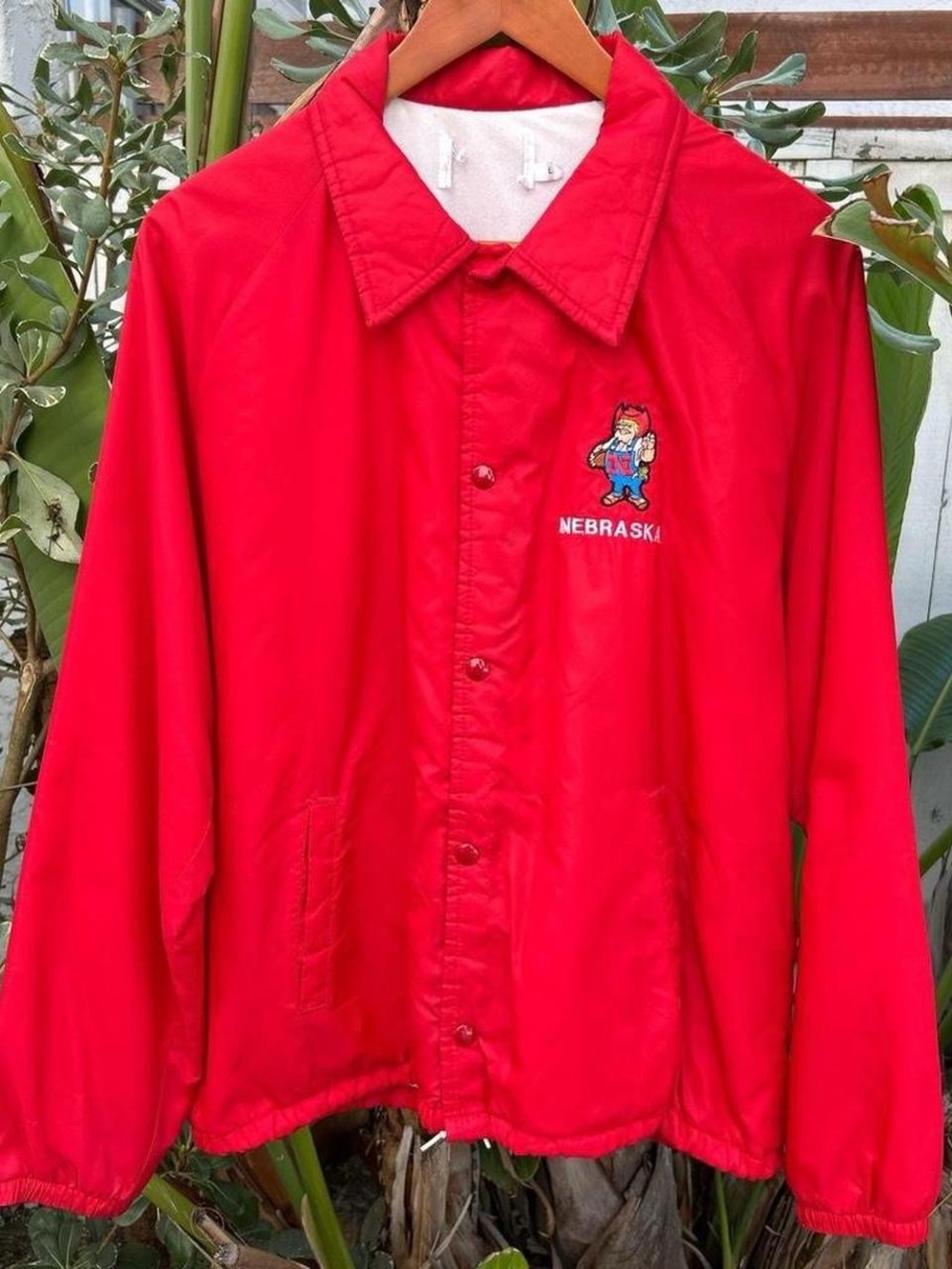 Vintage 1990s Nebraska Cornhuskers Herbie Husker Red Coach Jacket Large